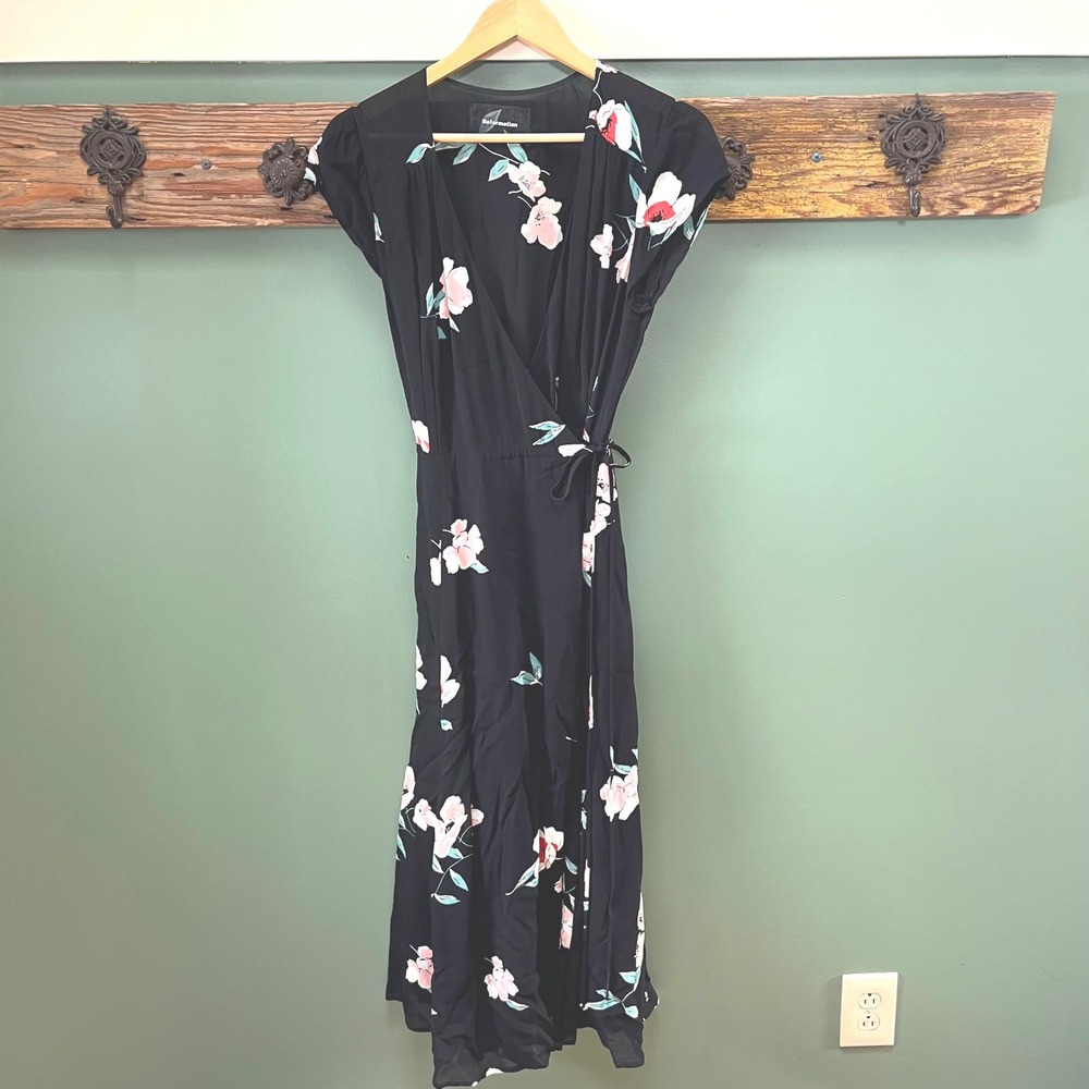 Reformation Carina Ornament Wrap Floral Midi Dress Elegant‎ Feminine Sz. Large